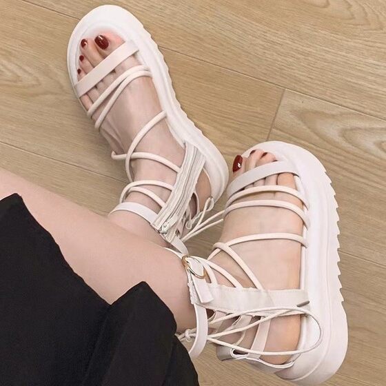 Small Academy Style Roman Shoes 2023 Summer New Round Toe Outfit Platform Sole Mori Style Sandals Korean Style