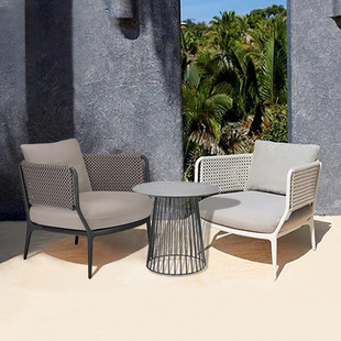 Outdoor sofa balcony rattan chair sofa single Nordic outdoor courtyard rattan sofa balcony rattan leisure chair tea table