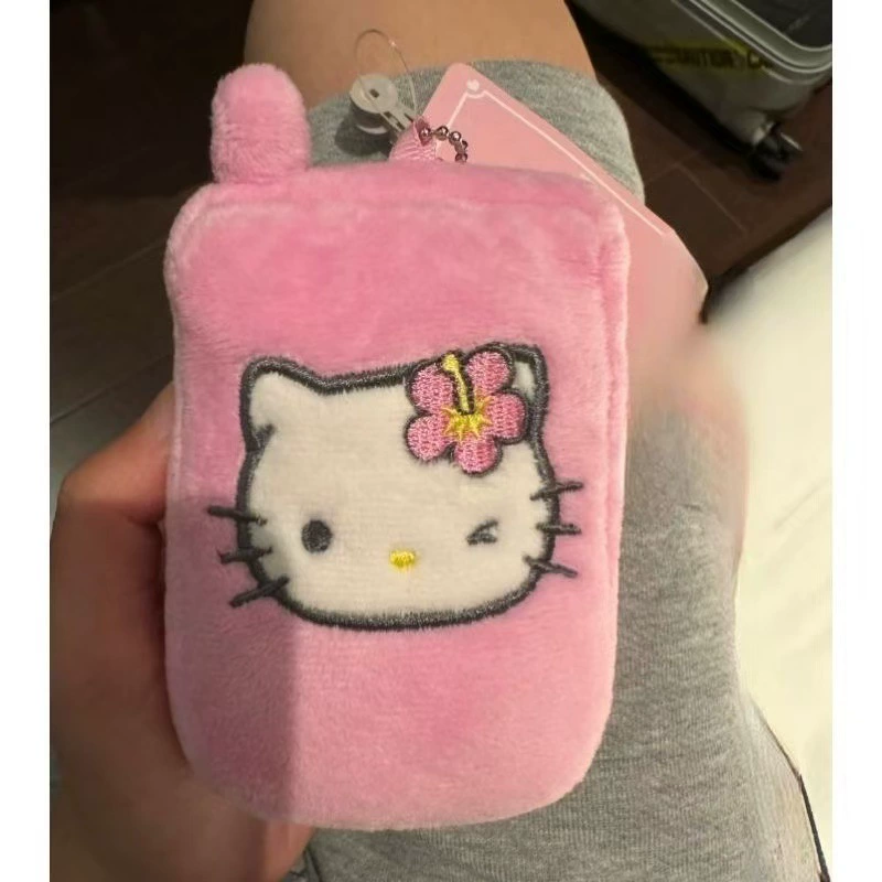 Подвеска для телефона (Sanrio Hello Kitty) плюшевое складное зеркальце-брелок, ретро кукла — розовое
