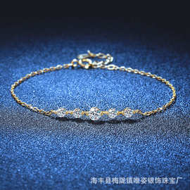跨境莫桑石手链S925银手链女可调节韩版繁星手链外贸热销跨境批发