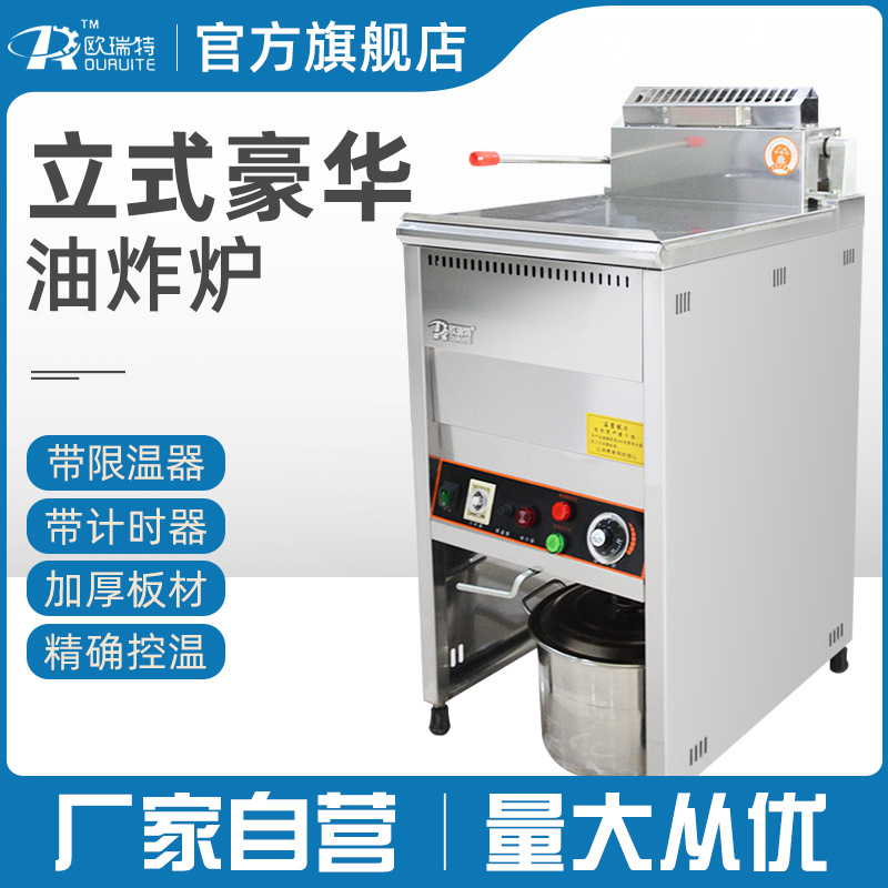 立式翻盖款油炸锅电炸锅燃气炸锅油炸锅单缸大容量商用电加热