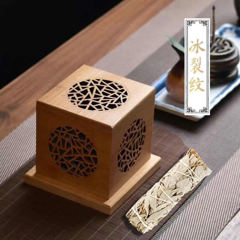 madera salvia blanca incienso horno de cristal purificador incienso horno de disco de madera de bambú caja de sándalo decoración desmagnetizador image 16