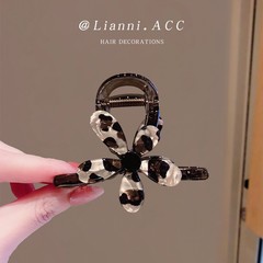 豹纹花朵抓夹高端树脂太阳花发夹后脑勺盘发鲨鱼夹半扎发夹子头饰