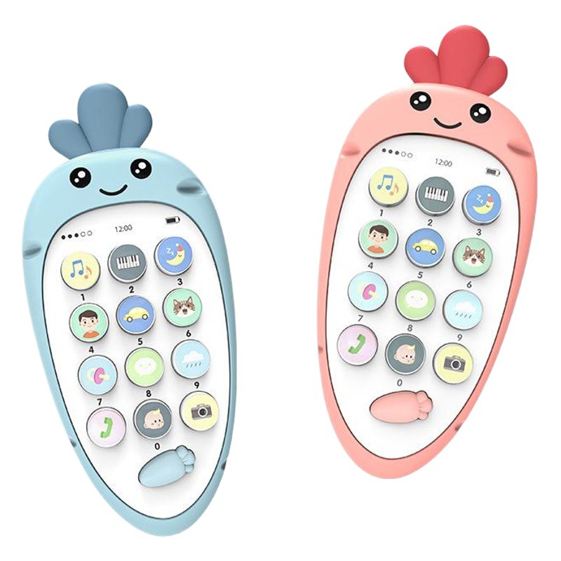 Bebé música para niños teléfono móvil juguete niña niño teléfono mini rábano bebé mordedura niños simulación rompecabezas