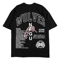 Европейская и американская DS Wolf Head Fitness Американская футболка тяжелого размера из хлопка с круглым вырезом с коротким рукавом принт Железный топ 033-066