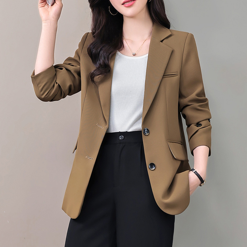 Brown Blazer for Women 2025 New Style Petite High-End Slim Fit Casual Slimming Small Suit Jacket Autumn