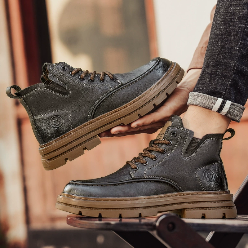 Высокие ботинки (Martens), демисезонная платформа, повседневные, размеры 39–44, тёмно‑коричневые/чёрные