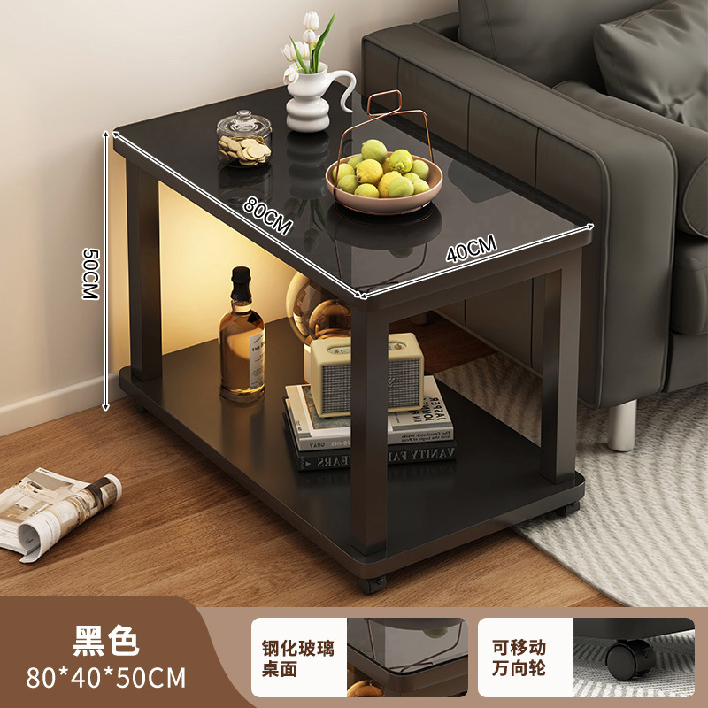 Sofá móvil en el medio de la mesa de té de vidrio de lujo de oficina especial para la sala de recepción 2025 nueva mesa pequeña