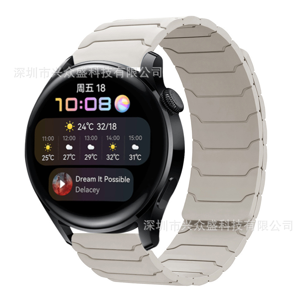 Suitable for Huawei Gt5 Armor Silicone Magnetic Watch Strap Xiaomi S4 Universal 22/20mm Loop New Sports iWatch