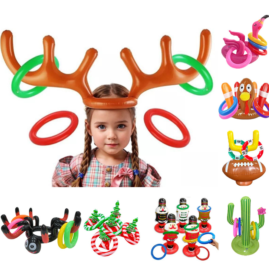 Inflatable Toys, Thickened Pvc Inflatable Antler Ring Toss Decoration Props, Party Throwing Inflatable Family Interactive Games