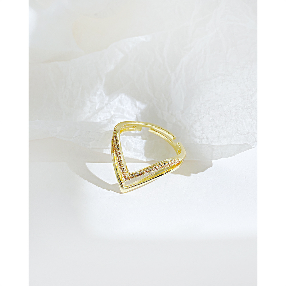 Fashion Geometric Copper Open Ring Plating Rhinestone Copper Rings