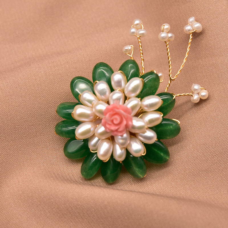 Xlentag natural perla flor ramillete 2021new Corea del Sur estilo coreano hecho a mano perla broche