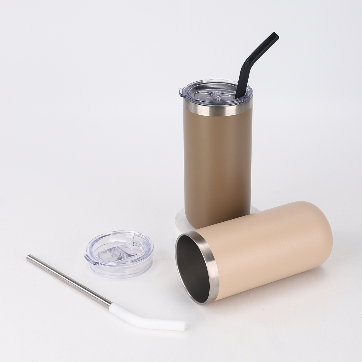 Cross-border 304 taza de aislamiento al vacío de acero inoxidable simple con taza recta de paja de oficina de negocios de alto valor facial taza de mano