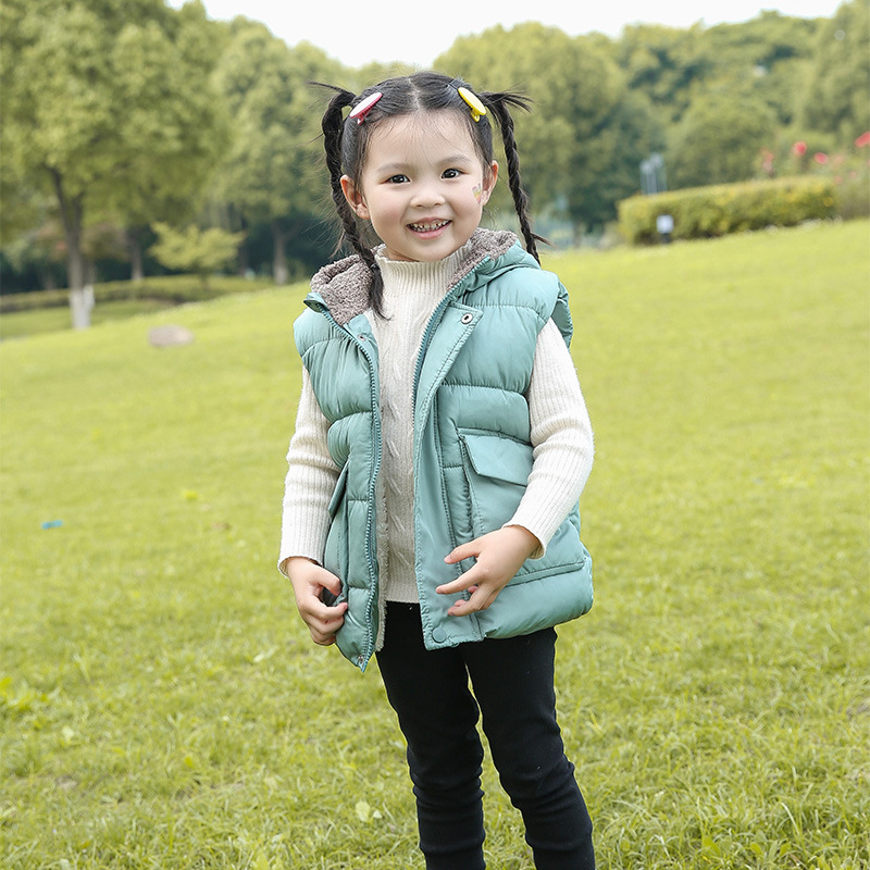 Chaleco para niños con capucha engrosada ropa exterior para niños chaleco cálido bebé niñas chaleco forrado de vellón para niños lindo bebé