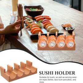 竹制上菜生鱼片寿司盘日式木制寿司卷架生鱼片服务盘展示架寿司板
