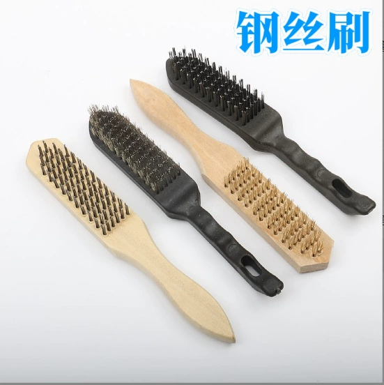 Нержавеющая сталь проволочной щетки с ручкой Деревянная ручка Железная стальная щетка Шифрование для шлифования и удаления ржавчины для очистки медной проволоки длинная ручка промышленность