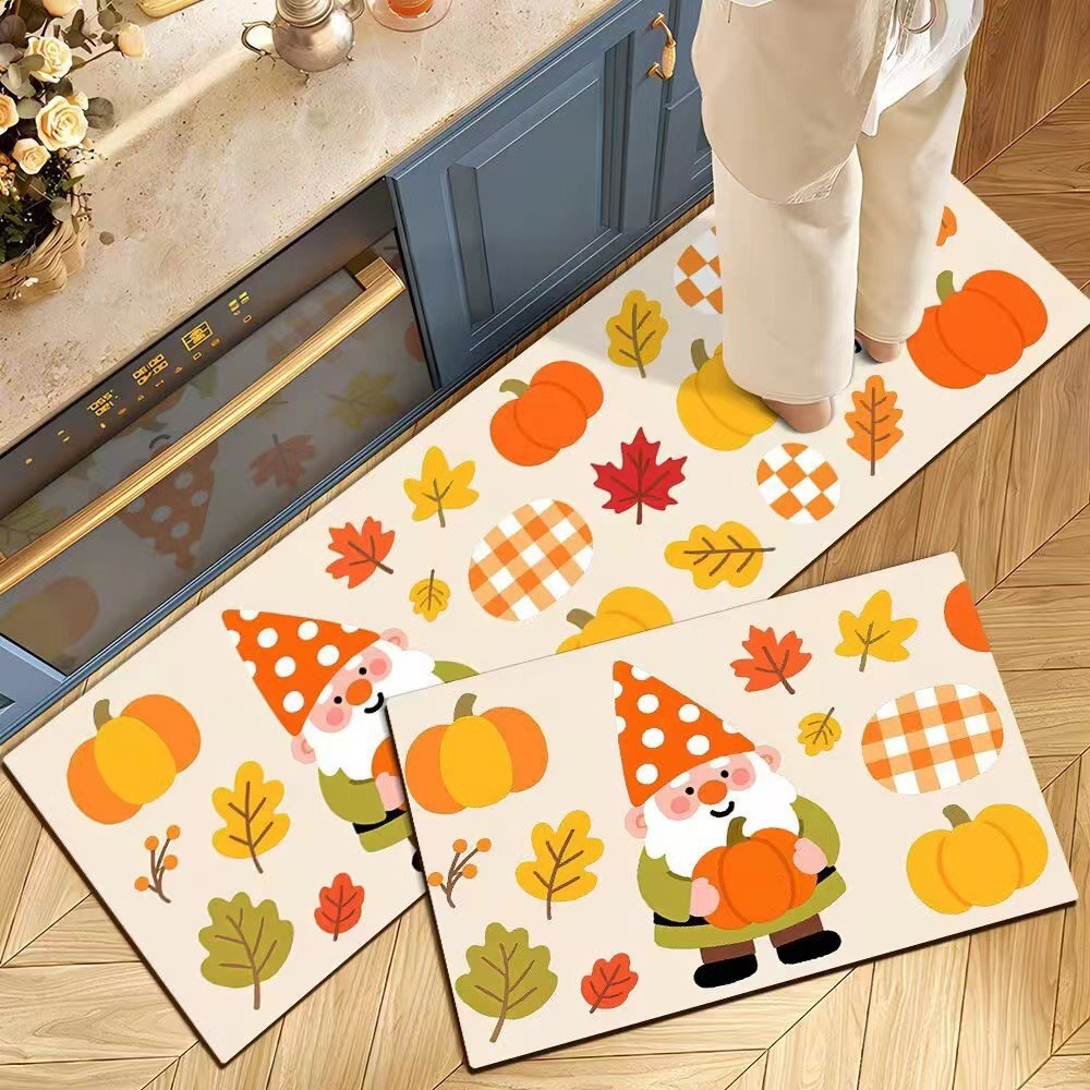 Decoración de Halloween cocina alfombra de suelo americana resistente a la suciedad fácil de cuidar alfombra de suelo de dos piezas en la puerta alfombra de cristal