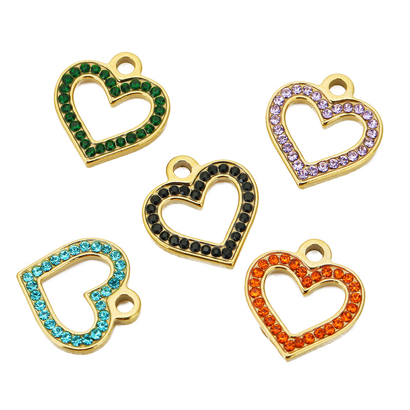 8g Weight 5 PCS/Package 304 Stainless Steel Heart Shape Pendant