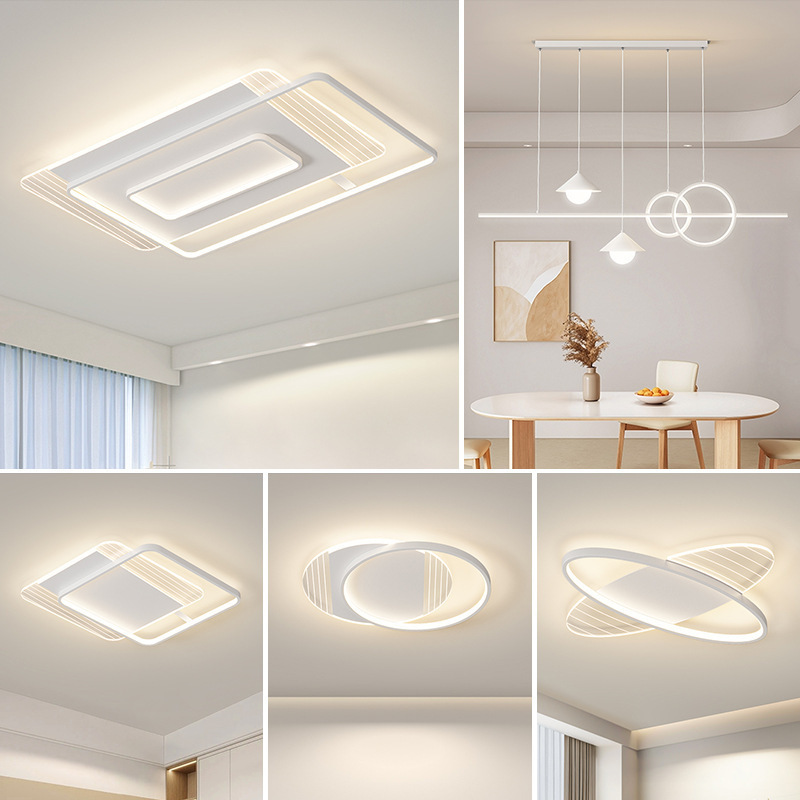 Lámparas de techo de la sala de estar luces artísticas del dormitorio paquete de luces de techo principal creativo de toda la casa, atmósfera simple y simple