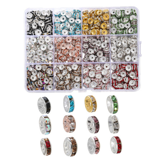 Cross-border 15-grid color rhinestone ring sleeve box 18-grid multi-size spacer suit diy beaded material with drill spacer