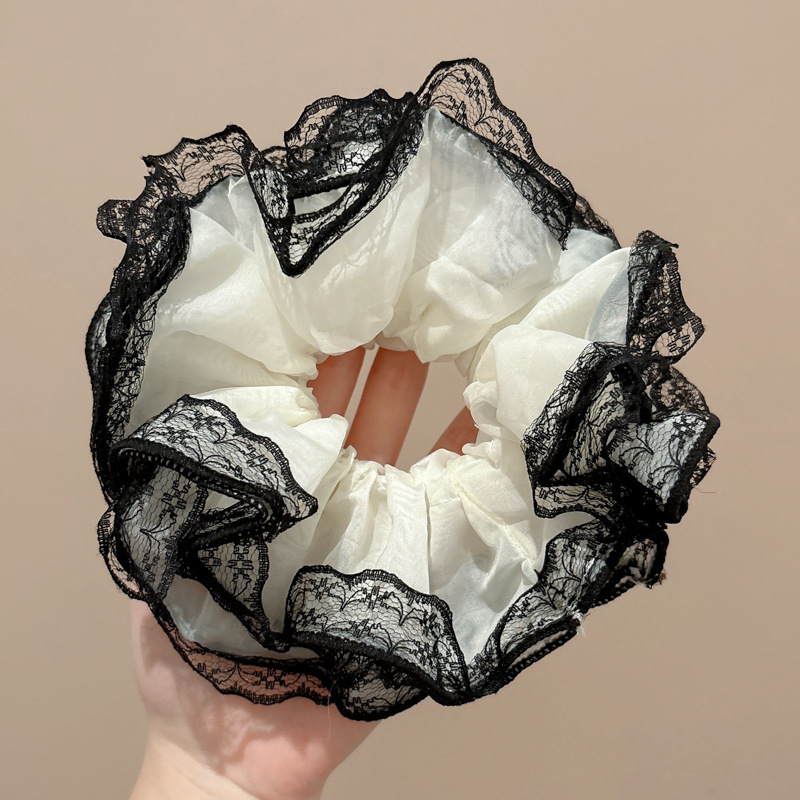 Lazo para el cabello de intestino grueso rayado coreano para mujer, sensación de alto nivel, cuerda para el cabello de cola de caballo, banda de goma para la cabeza para niñas, cuerda para la cabeza de gran tamaño, accesorios para el cabello de flores para la cabeza