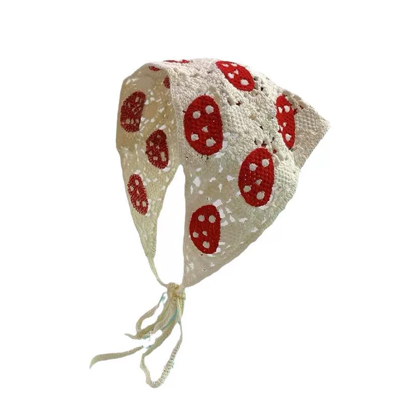 Knitted Headscarf Headband, French-Style Crochet Floral, Cute Hair Accessory
