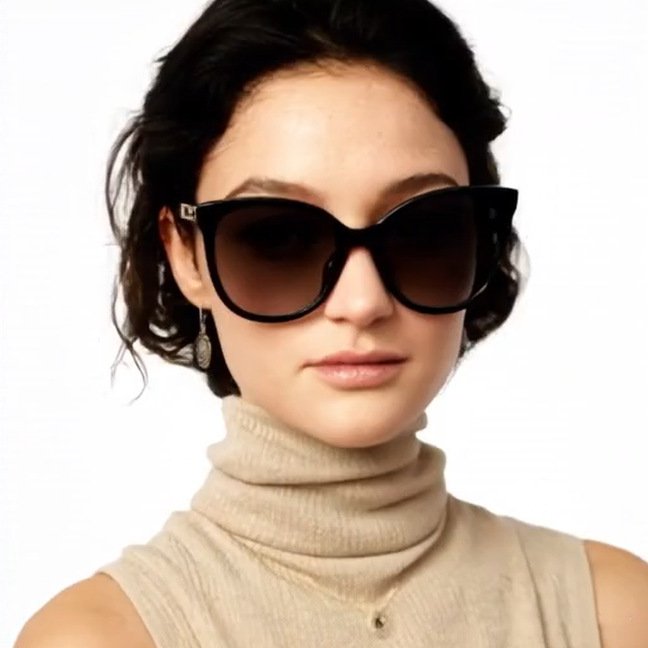 European and American Cross-Border New Chain Leg Leather Sunglasses Small Fragrance Women's Anti-Uv Sunglasses T1484