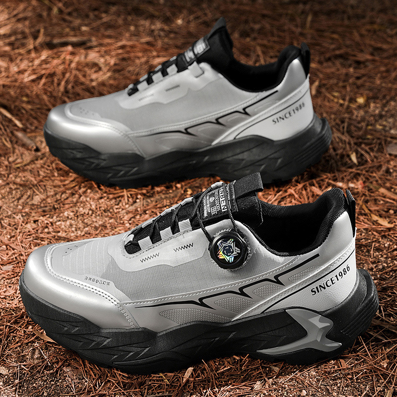 Zapatos de hombre sin lazos de protección laboral primavera ventilada red antideslizante sitio de trabajo de base gruesa zapatos deportivos casuales