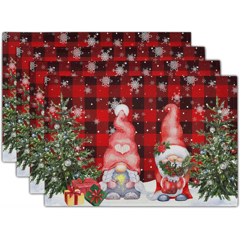 Amazonの新しいクリスマスリネンスクエアプレースマット、お祭りの雰囲気、パーティーレイアウト、テーブルクロス、美化コーヒーテーブルテーブルマット|undefined