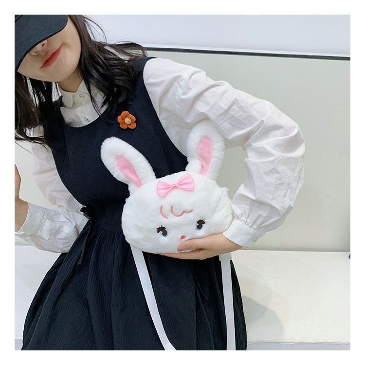Plush rabbit bag, children's coin purse, cute princess single-shoulder bag for girls, autumn and winter crossbody bag for little girls undefined