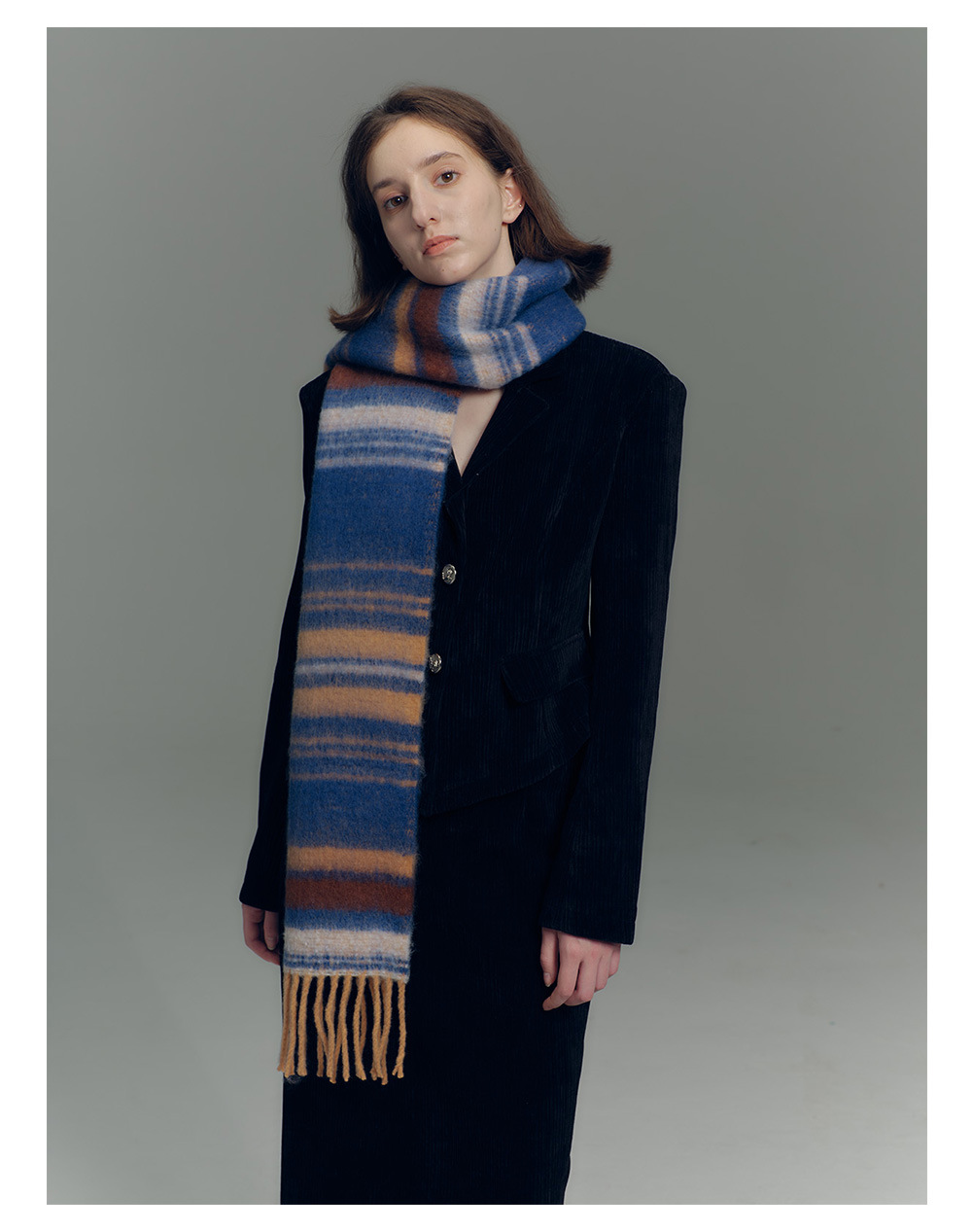 Sciarpa a righe design uomo e donna in morbido finto cashmere_voghion.com