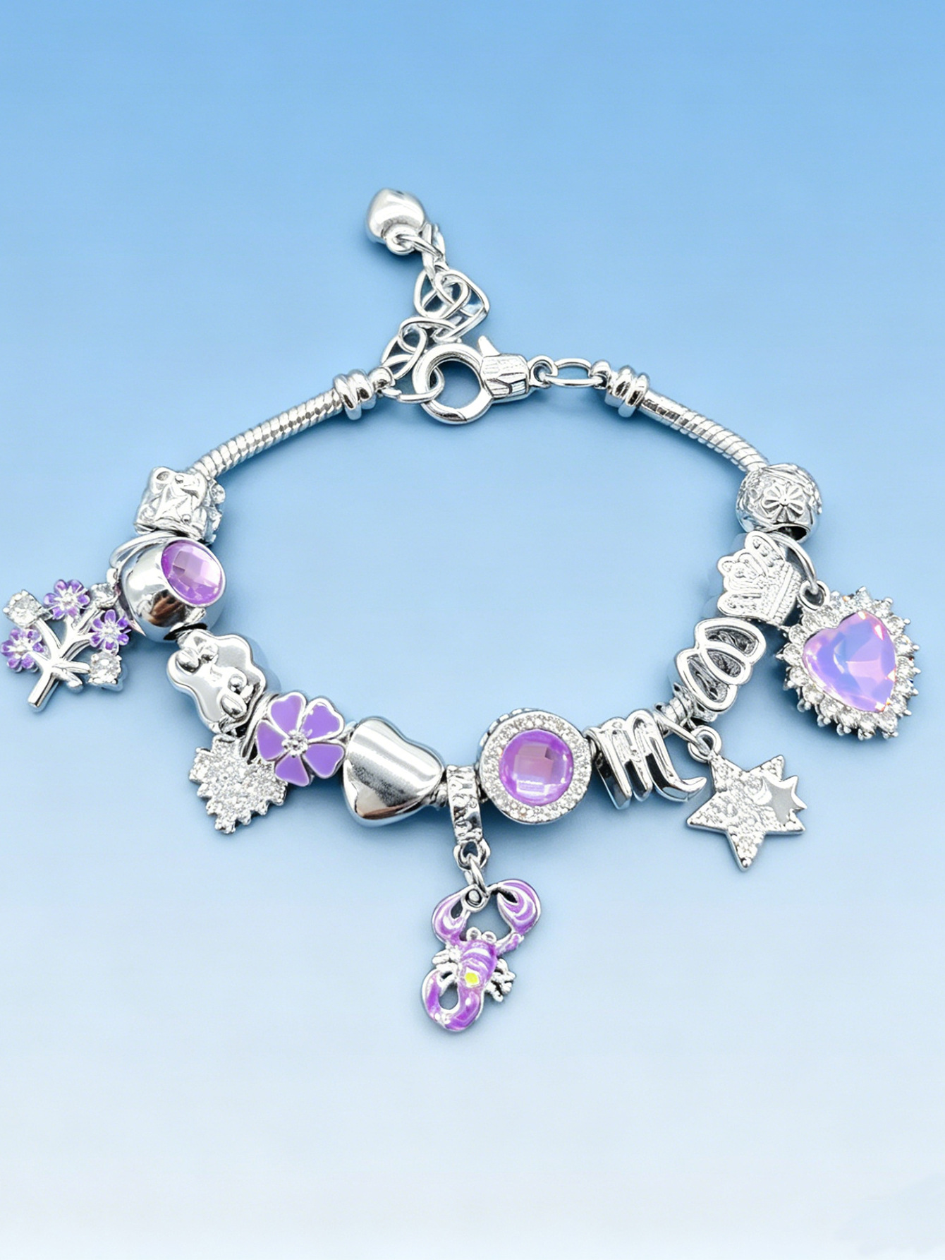 Brazalete Panjia DIY doce signos Brazalete diamante amor pentagramas árbol de la vida cuatro hojas joyas de moda
