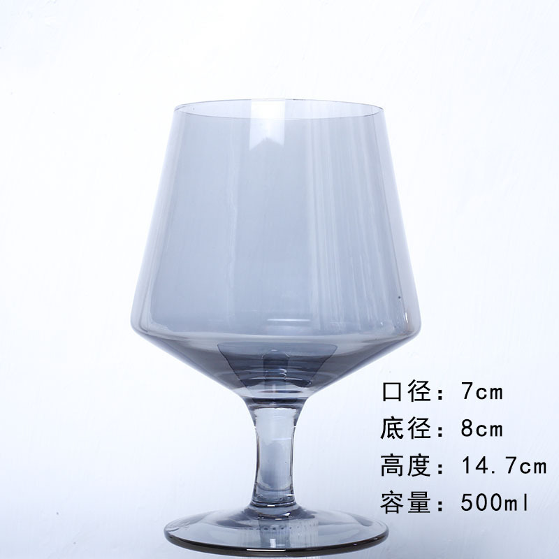 Tazas de vidrio de cristal chapeadas negras de alto pie tazas de vino gris de humo tazas de vino europeas tazas de champán de banquete occidental
