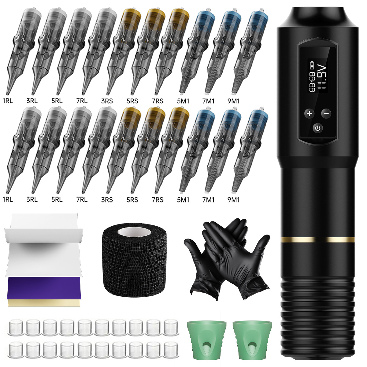 Juego de máquina de tatuaje Tuffking, máquina recargable todo en uno, pantalla HD, cable cortado, niebla, bolígrafo de tatuaje inalámbrico