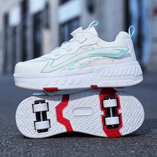 Roller Shoes for Boys and Girls, 4-Wheel Dual-Wheel LED Flashing Light, Self-Steering Invisible Roller Skates