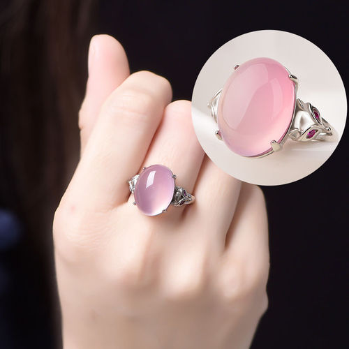 White gold-plated nickel silver (S925) second-generation gemstone fox ring with rose-cut ruby as the main stone, size 12*16mm, open-mouthed design.