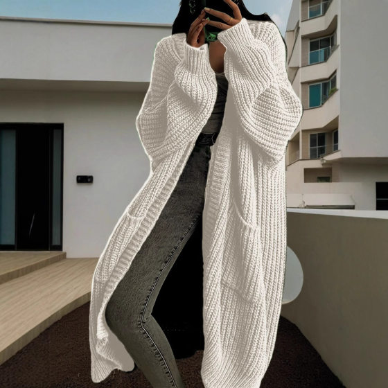 2024TEMU New Autumn and Winter Lazy Style Long Sweater Coat Women's Loose All-match Base Long Sleeve Knitted Cardigan