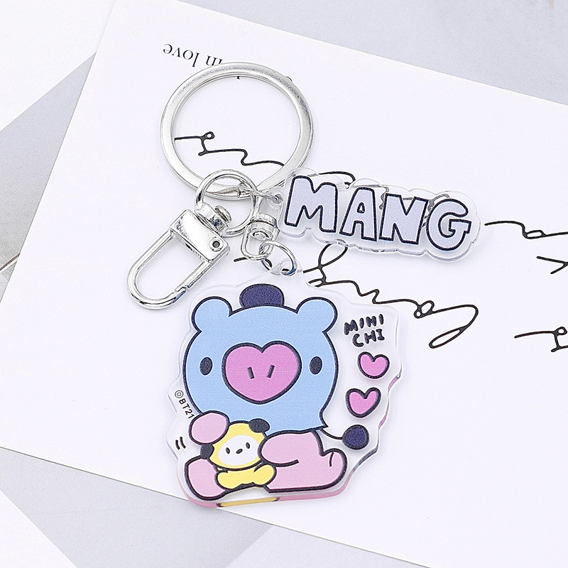 韓国版ボーイズグループ BT21 漫画キーホルダー男性と女性のカップル RJ TATA バッグ車のキーホルダーペンダント|undefined