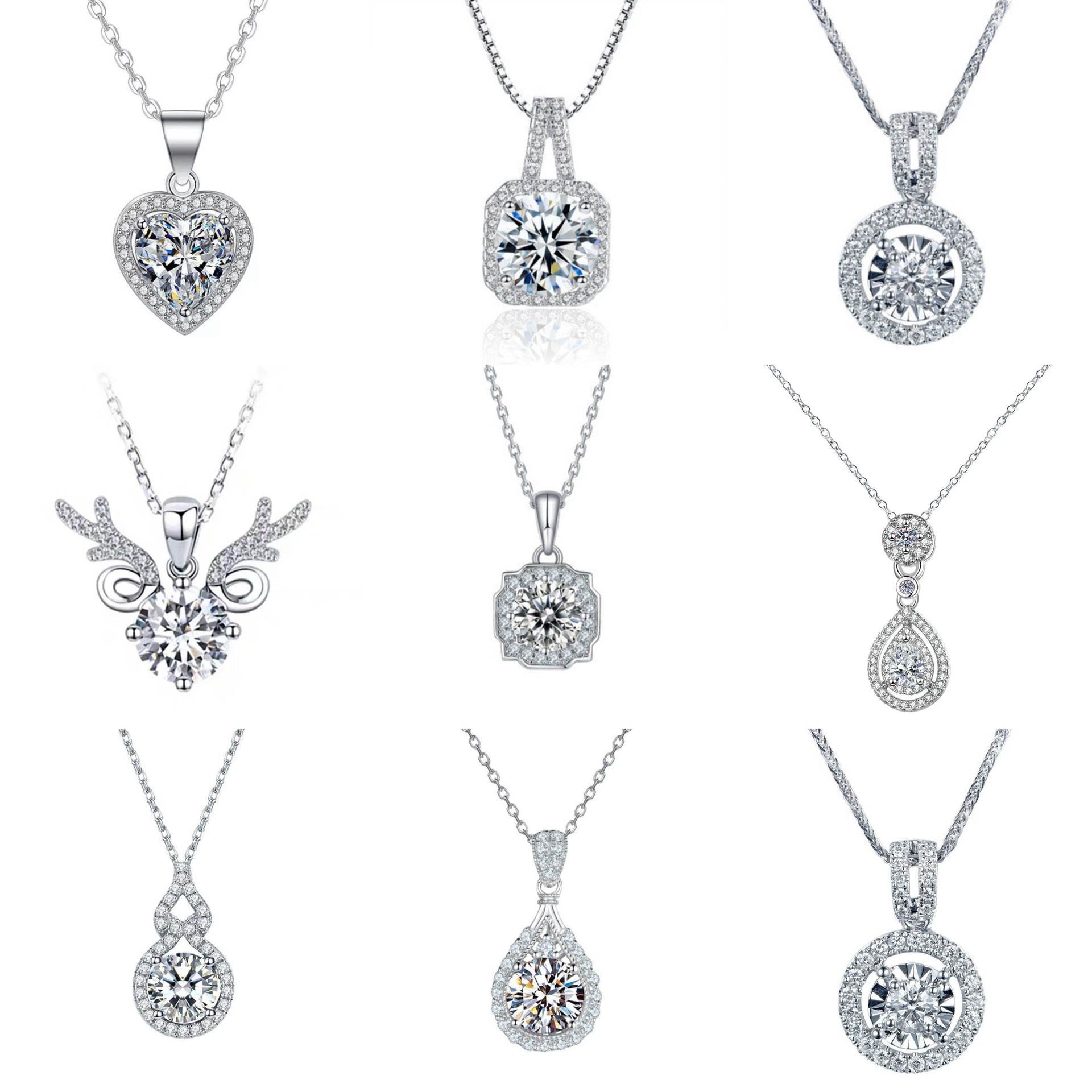 直播货源项链仿莫桑石吊坠女小众百搭保色八心八箭锆石锁骨链饰品