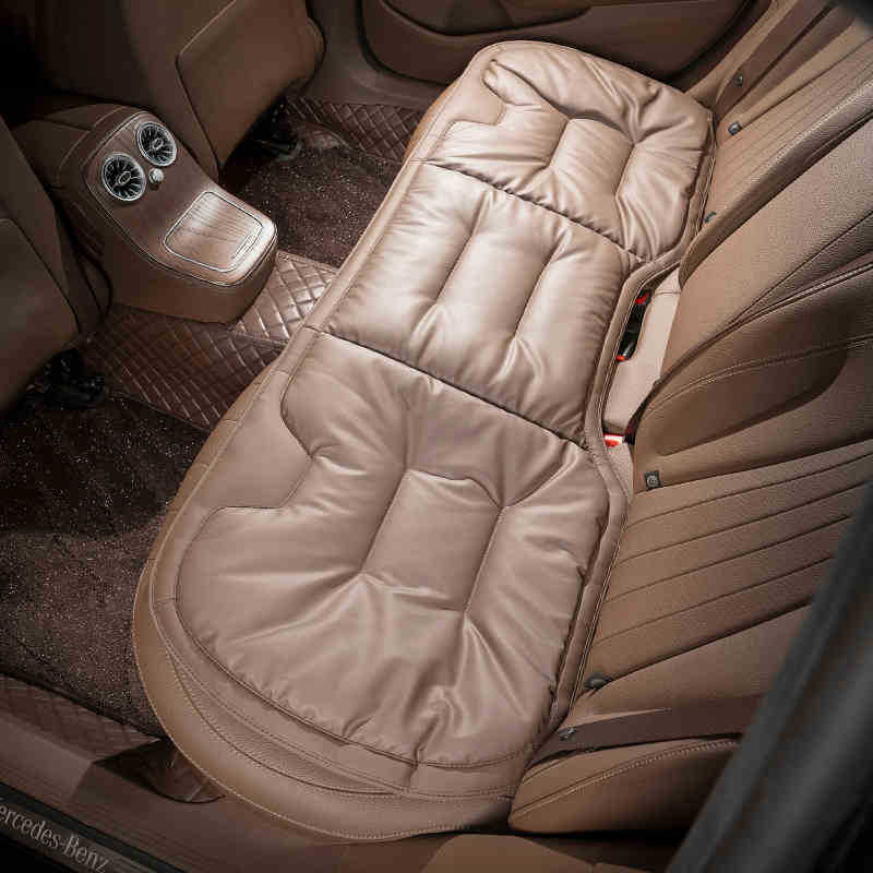 カーシートクッション、防汚レザー素材、後部座席一体型腰保護、オールシーズン対応の通気性と滑り止めのカーシートクッション|undefined