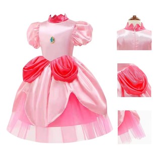 Manyan Society Children's Halloween Costume Princess Biki Dress Super Mario Pink Peach Blossom Princess cos Costume