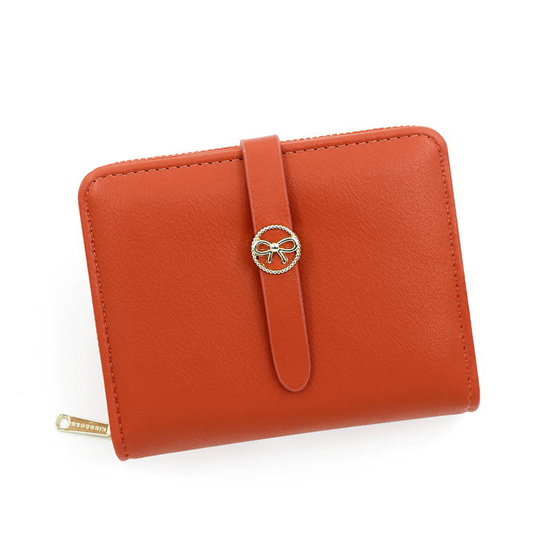 Hebilla de moda de estilo coreano de las mujeres billetera corta de gran capacidad Multi-tarjeta monedero certificado Bolsa De fábrica al por mayor