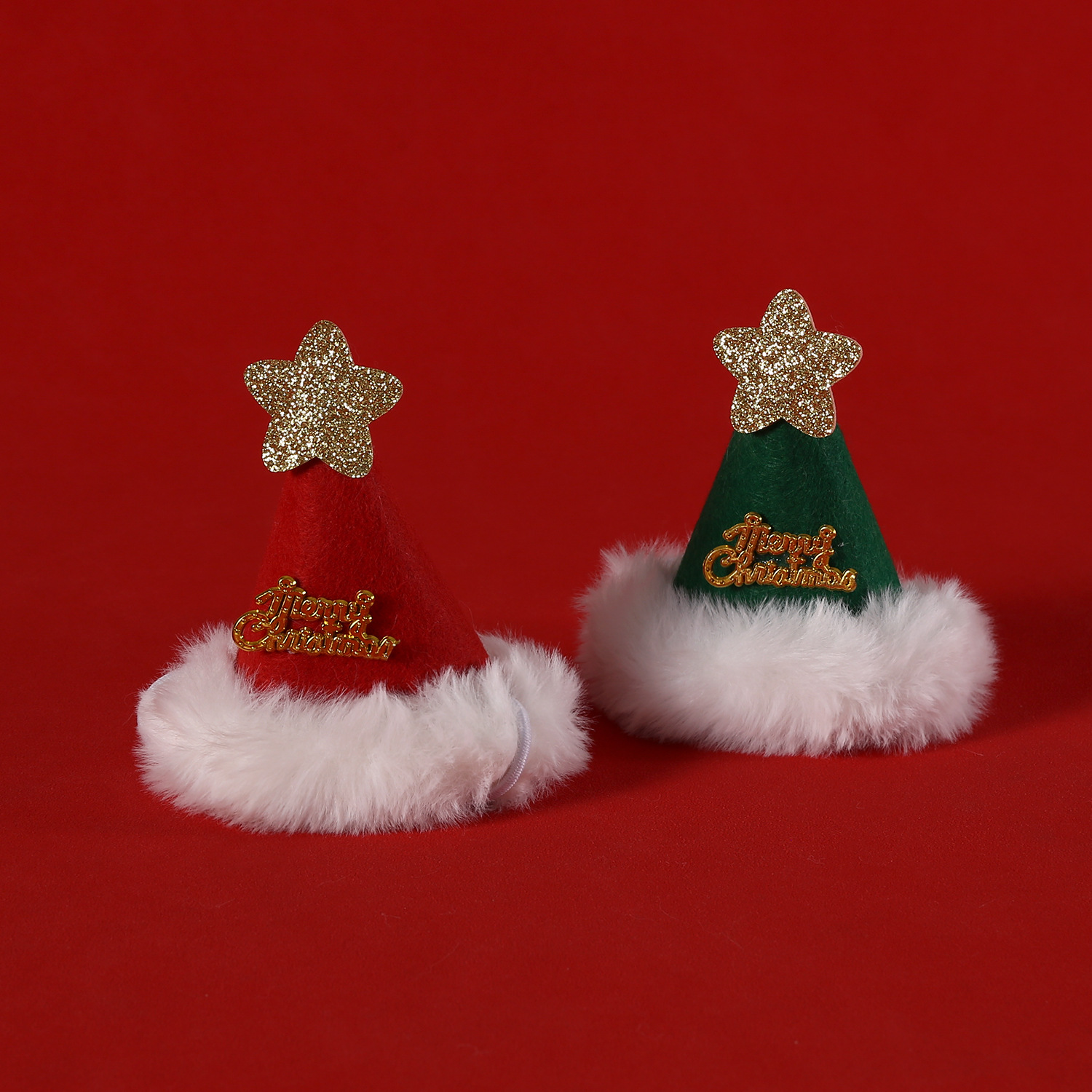 2024 bola de lana de mascota bufandas navideñas lana de punto rojo y verde dibujos animados para gatos y perros accesorios set de collares y sombreros image 5