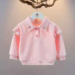 Girls' Hoodie Autumn Girls' Baby Base Layer Top Stylish Infant Cotton T-shirt Long Sleeve Polo Shirt Little Girls' Clothing