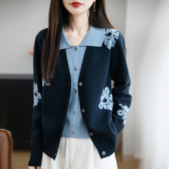 设计感提花假两件针织衫女秋冬新款2025气质时尚宽松显瘦休闲上衣