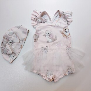 [2025夏季新款女童猫咪连体蓬蓬裙泳衣宝宝泳衣儿童公主游韩版卡通]