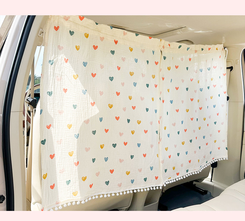 Carto Bear Rabbit Car Partition Curtain Sunscreen Heat Insulation Car Sunshade Curtain Double-Layer Cotton Yarn Comfortable Breathable Car Curtain