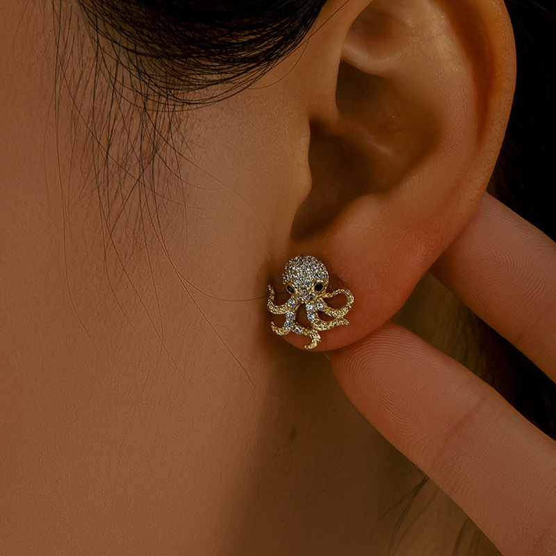 Nuevos y elegantes pendientes de pulpo con circonitas de Xuping, estilo festivo, versátiles y exquisitos, accesorios para las orejas al por mayor.