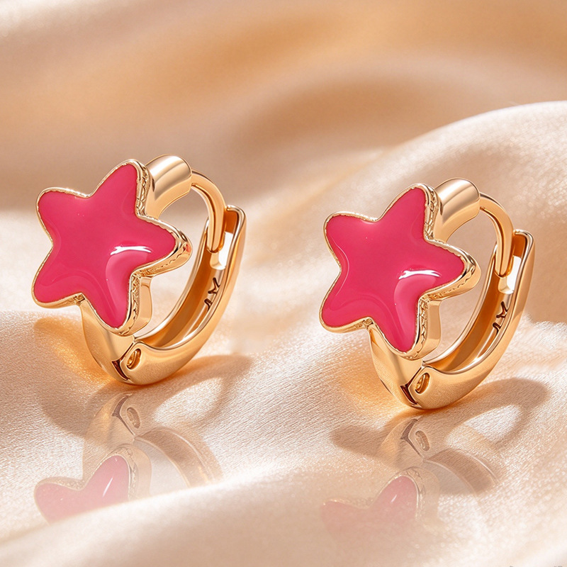 Pendientes de Aro con Zirconia de Aleación de Cobre Bañado en Oro de 18K