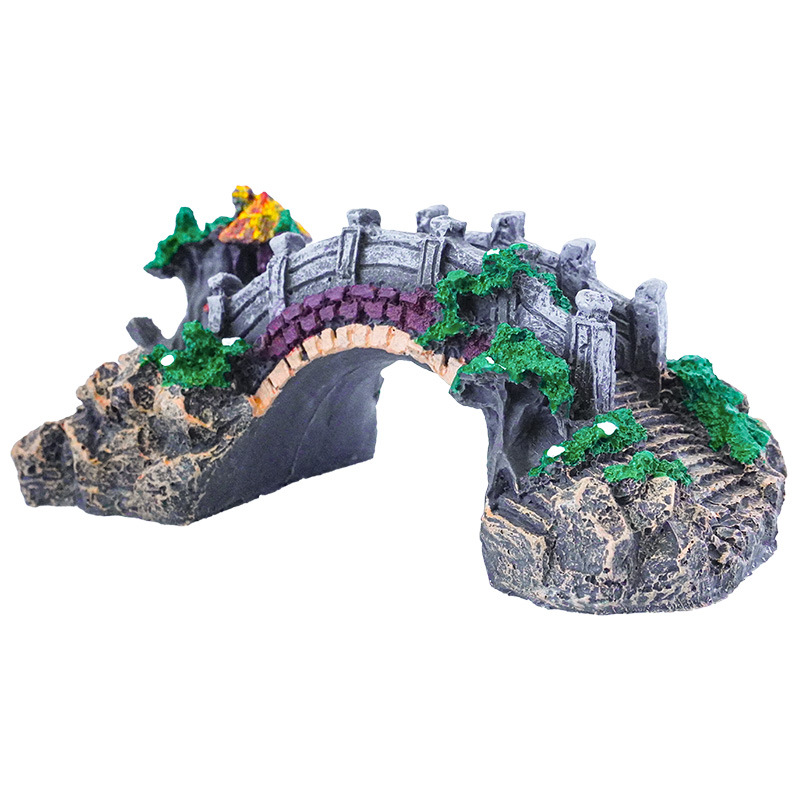 Pecera explosiva, acuario, decoración, paisajismo, adornos de puentes verdaderos y falsos, peces y camarones, esquivando la plataforma de escalada de tortugas, puente de arco retro